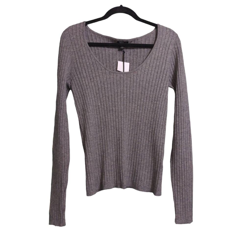 Halogen Womens Pullover Sweater Gray Heathered Long Sleeve Scoop Neck M New